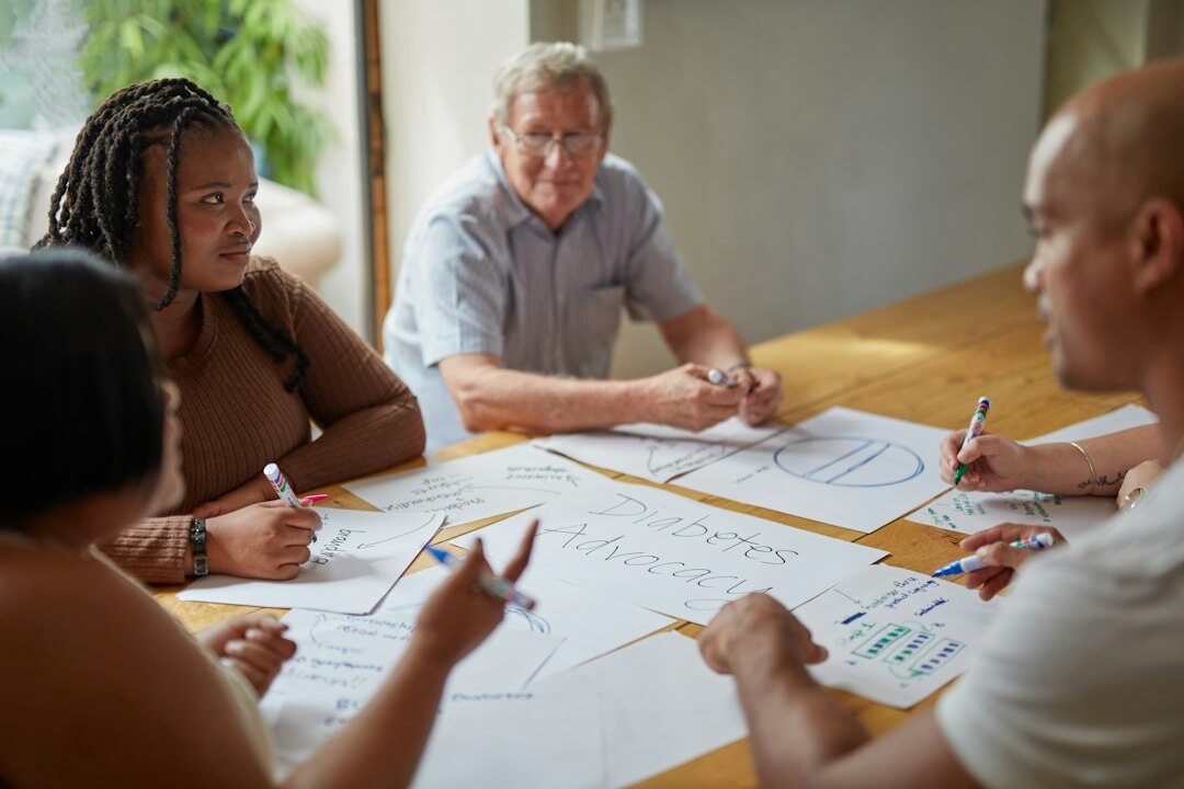 diverse people in discussion