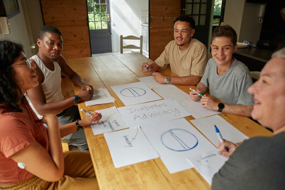 diverse people discussing in group